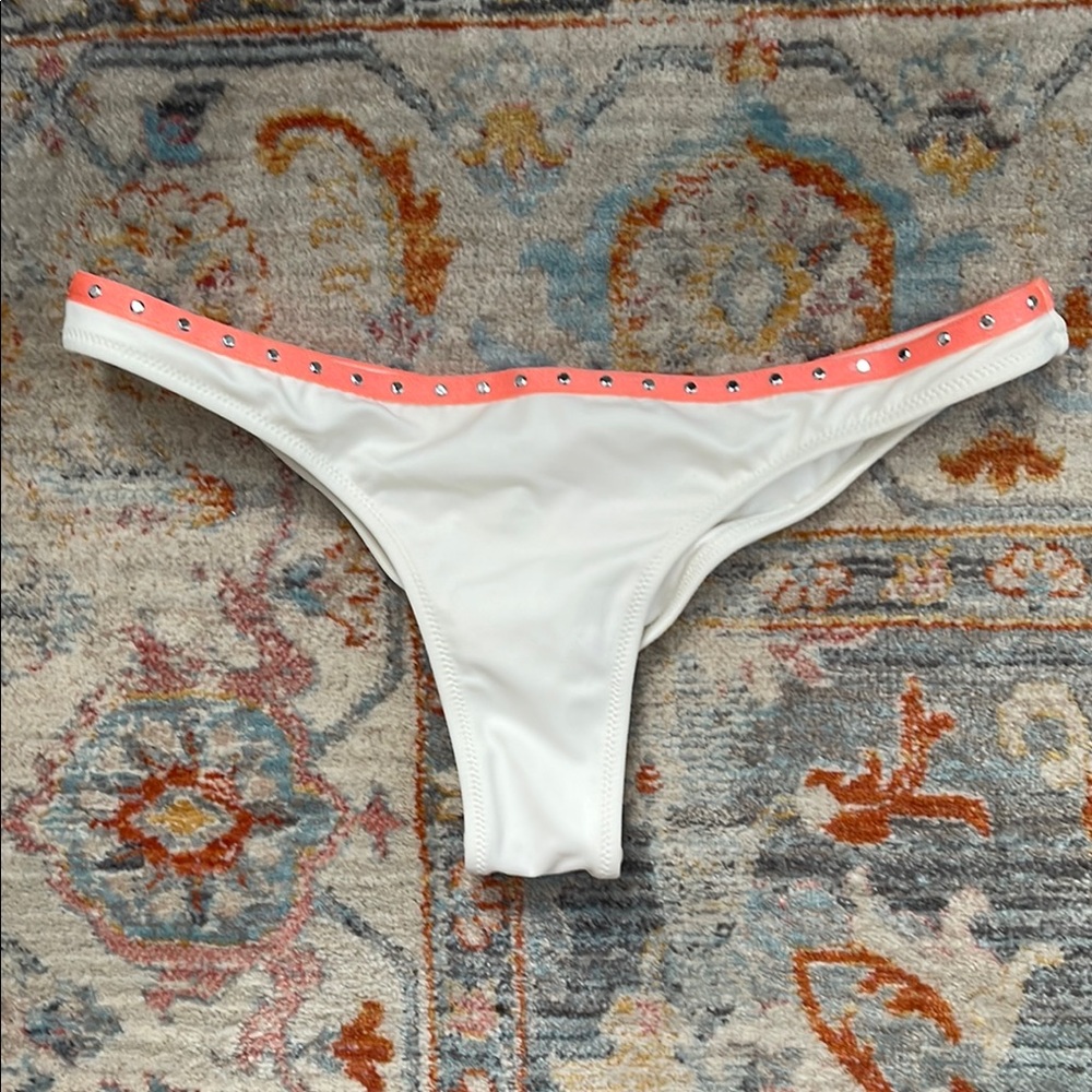 NWOT Victoria's Secret White and Coral Bikini Bottom